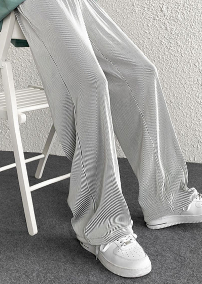 Draping Unique Pants Striped Men Oversized Spring Silvery
