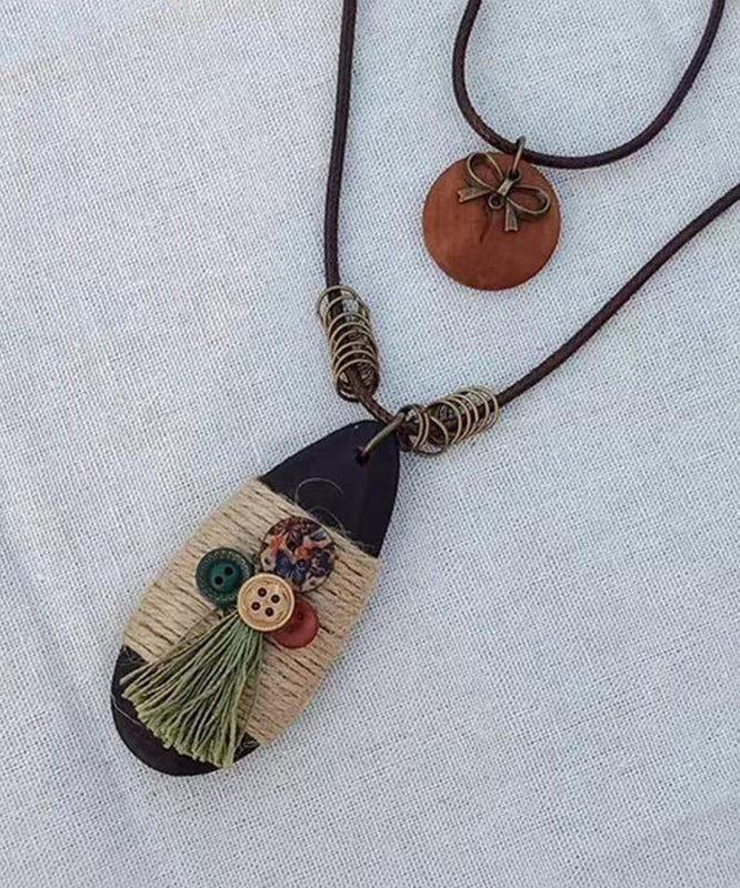 Water Sweater Drop Vintage Coffee Necklace Pendant Weaving