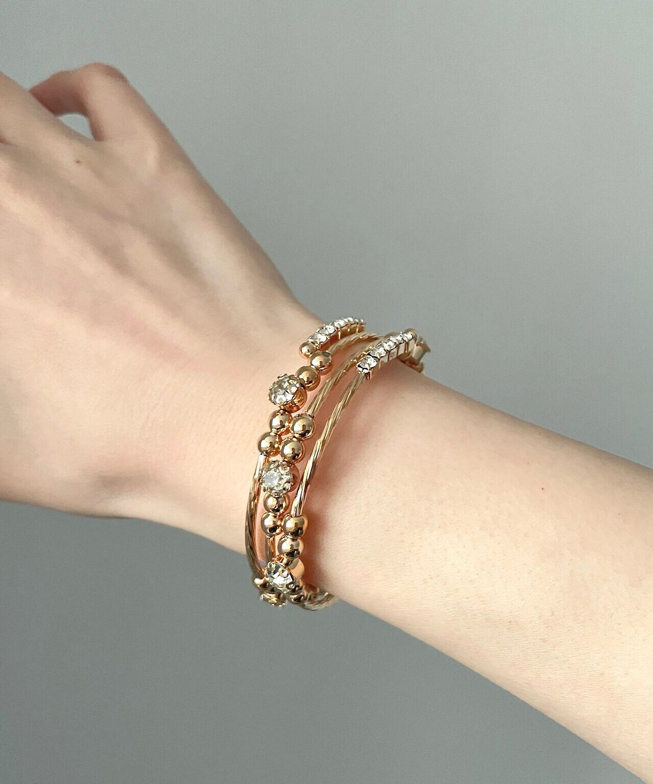 Cuff Metal Layered Overgild Gold Vintage Zircon