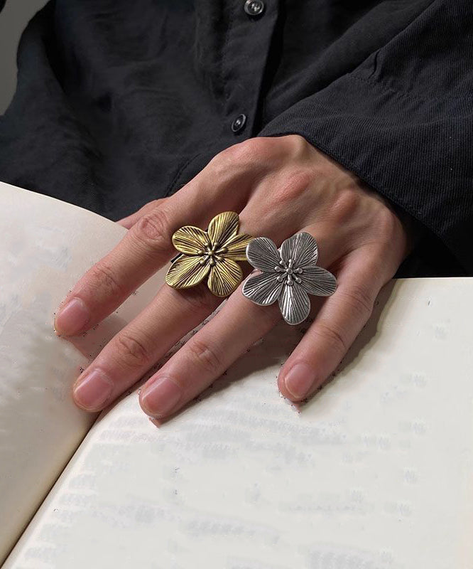 Set Open Floral Vintage Metal Two-Piece Rings