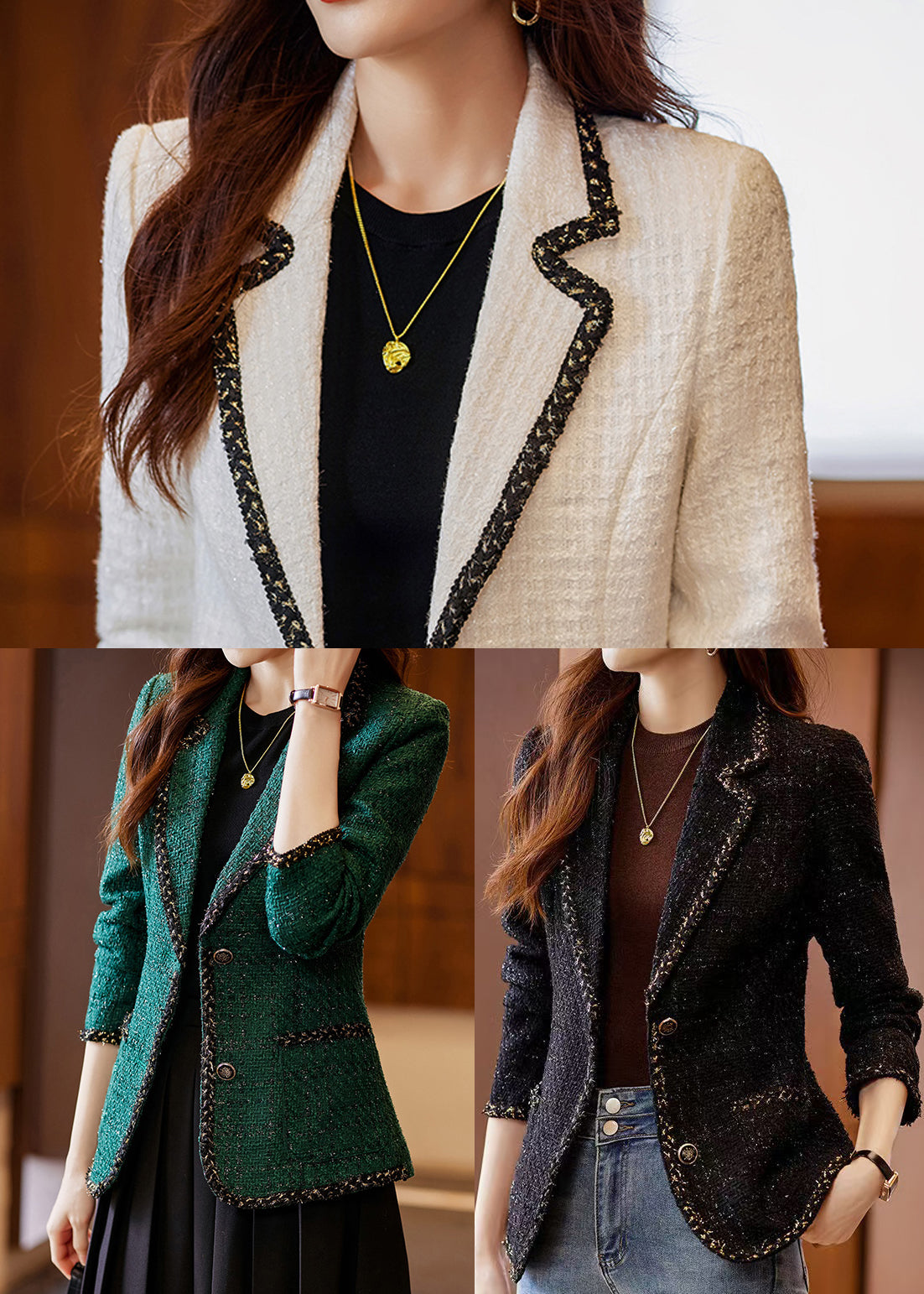 Vintage Peacock Green Patchwork Woolen Coat Spring YJ049