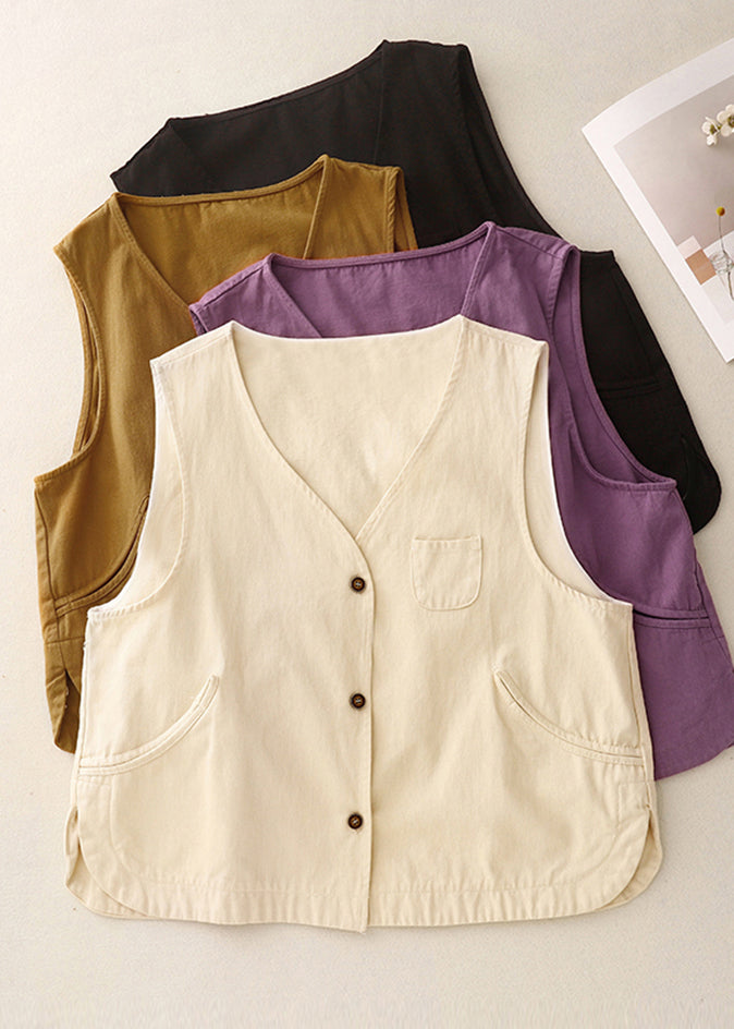 Cotton Vintage Oversized Vest Spring Purple