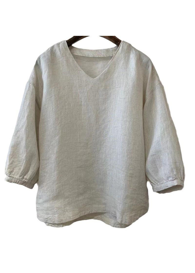 Linen Oversized Bracelet Vintage White Shirt Tops Sleeve