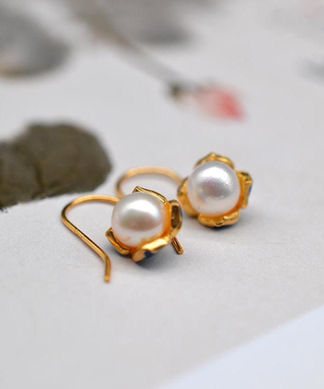 Pearl Overgild Sterling Silver Yellow Enamel Vintage Cloisonne