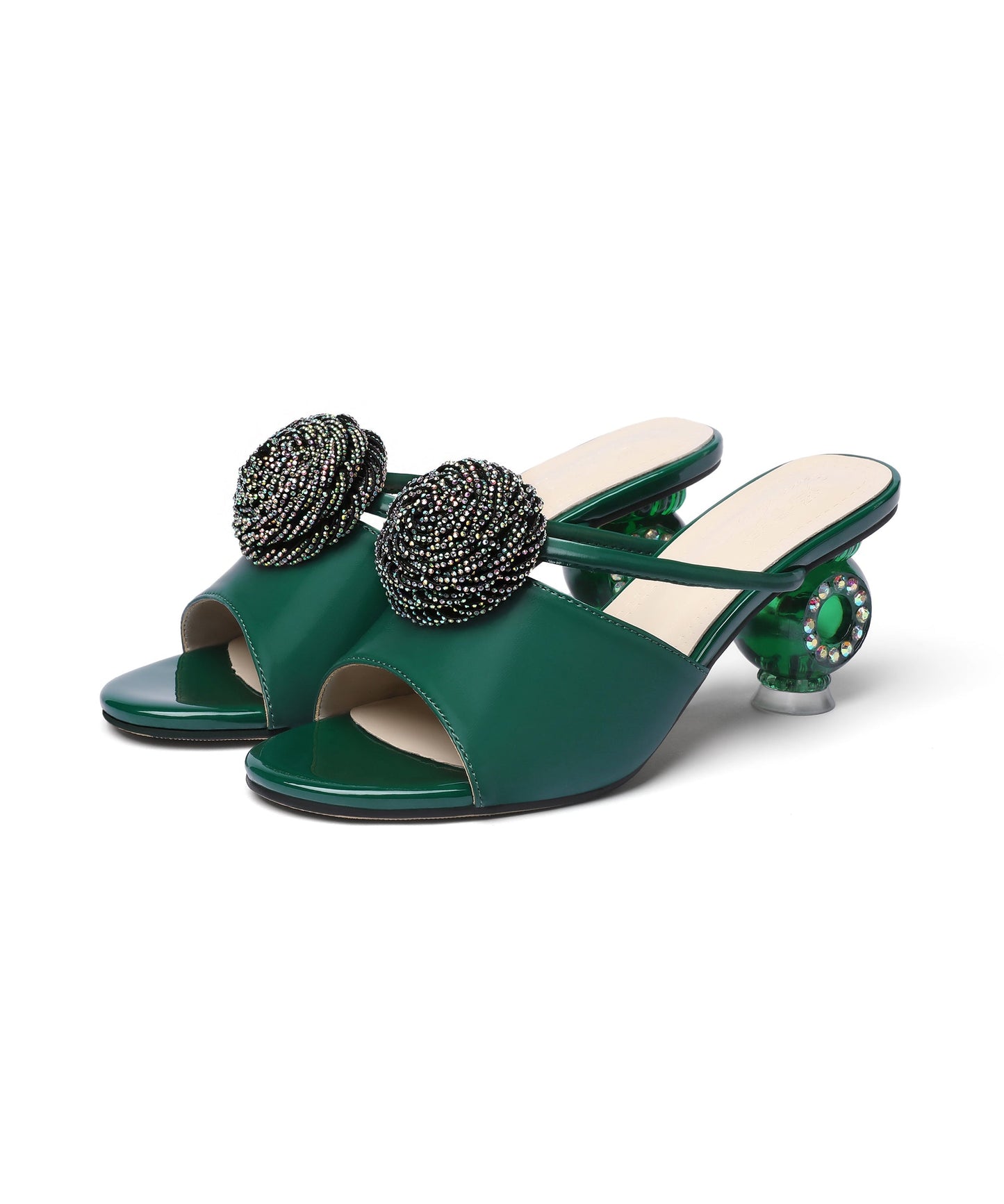 Damen Sandalen mit Keilabsatz und Kristallen in Beige, mit Peep-Toe, XC1020