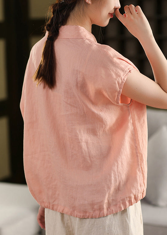 Linen Up Summer Women White Lace Blouse Pan Peter Collar