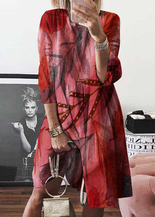 Yellow Women Cotton Mid Print Dress O Summer Neck