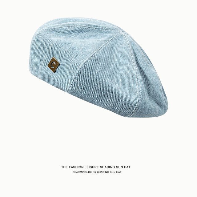 Hat Denim Applique Beret