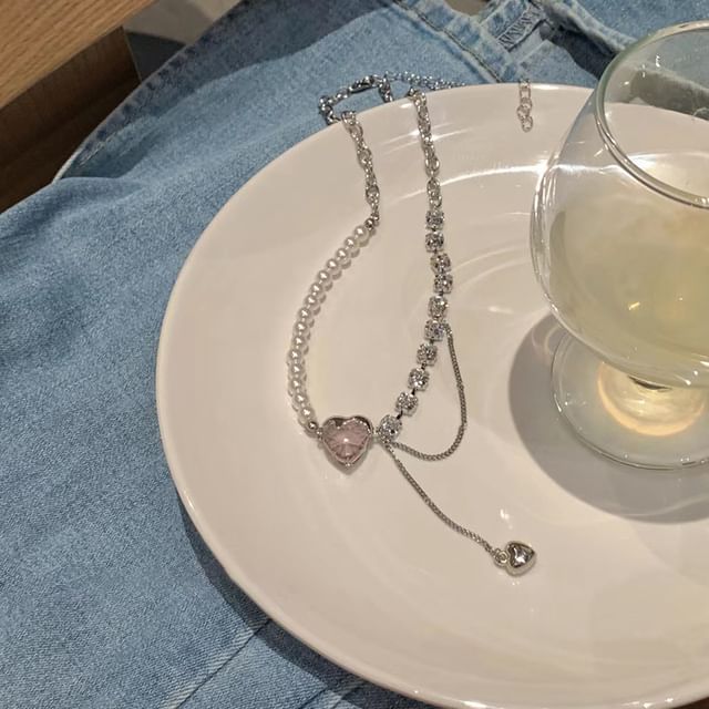 Necklace Rhinestone Alloy Pearl Faux