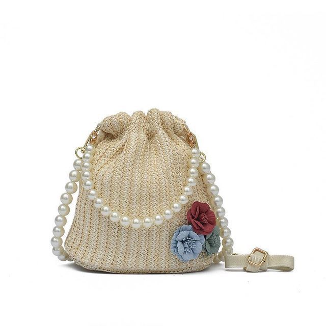 Bag Strap Faux Woven Bucket Pearl