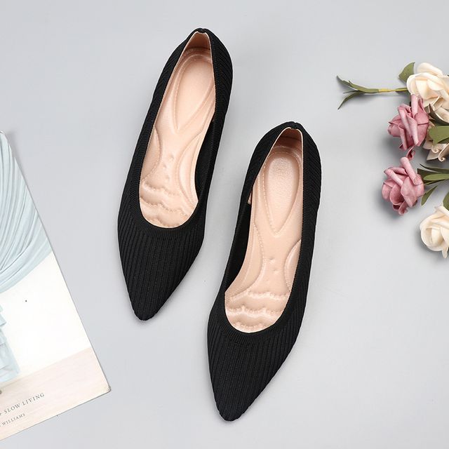 Wedge Knit Pumps Pointy-Toe Heel