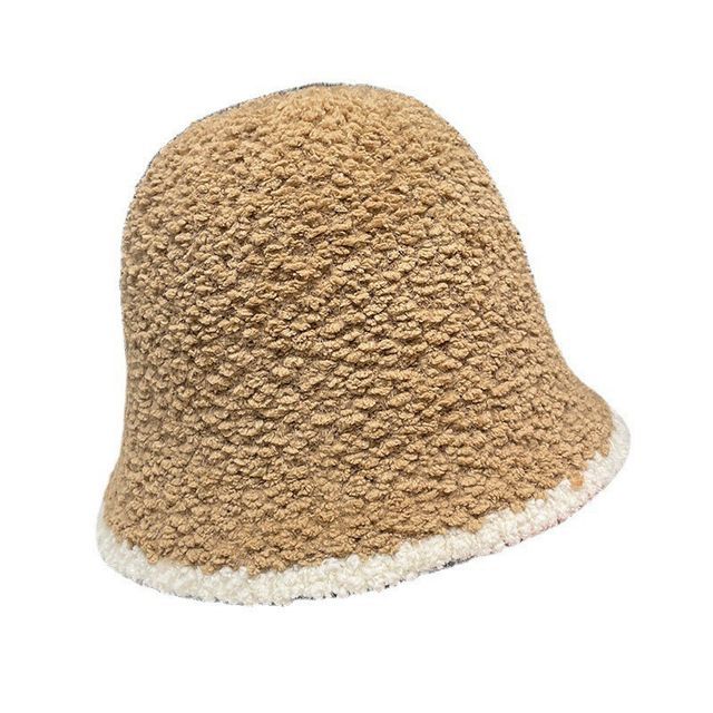 Trim Contrast Bucket Shearling Faux Hat