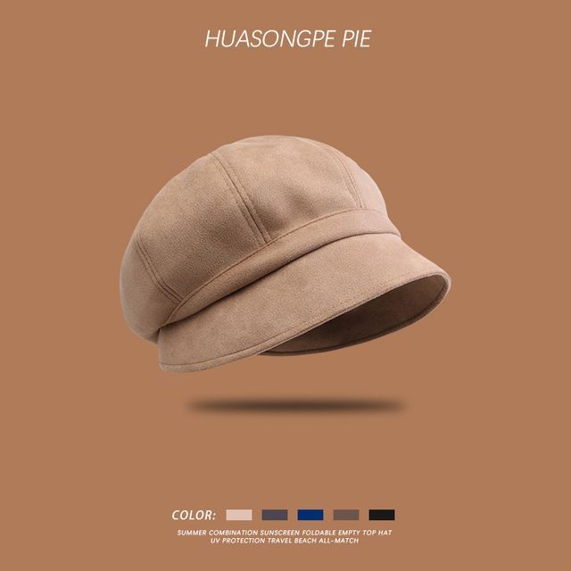 Cap Newsboy Suede Plain Faux