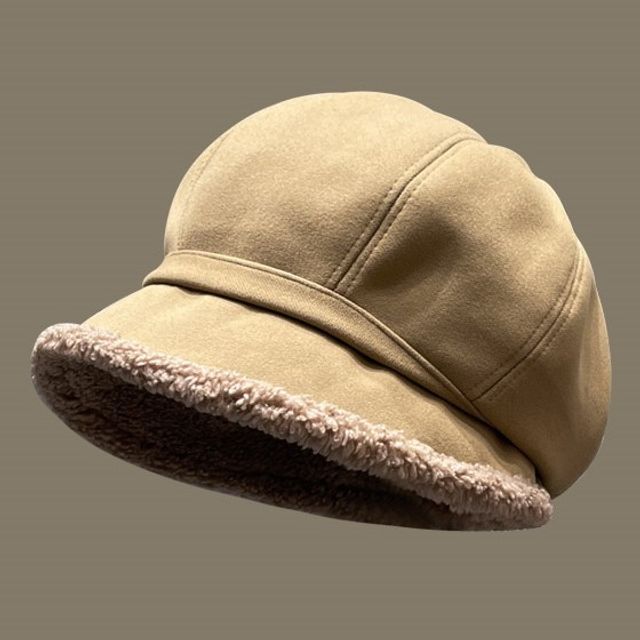 Faux Trim Beret Shearling