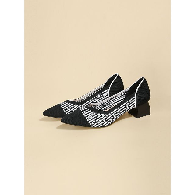 Pumps Pointed Knit Block-Heel