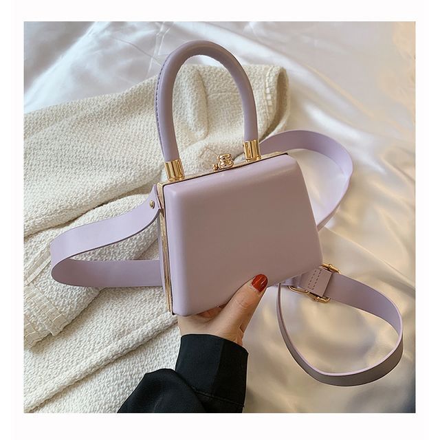 Leather Faux Hand Boxy Bag Plain