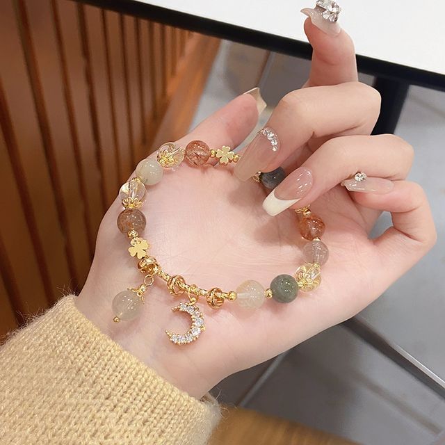 Moon Charm Faux Crystal Bracelet Rhinestone