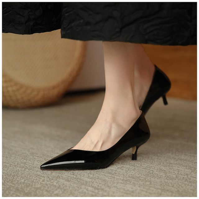 Pumps Kitten Heel Patent Pointed