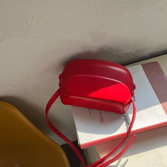 Buckled Leather Flap Faux Crossbody Bag