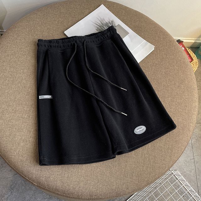 Drawstring Lettering Shorts Waist