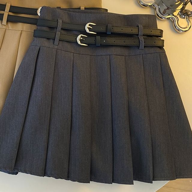 Plain Mini A-Line Pleated Skirt