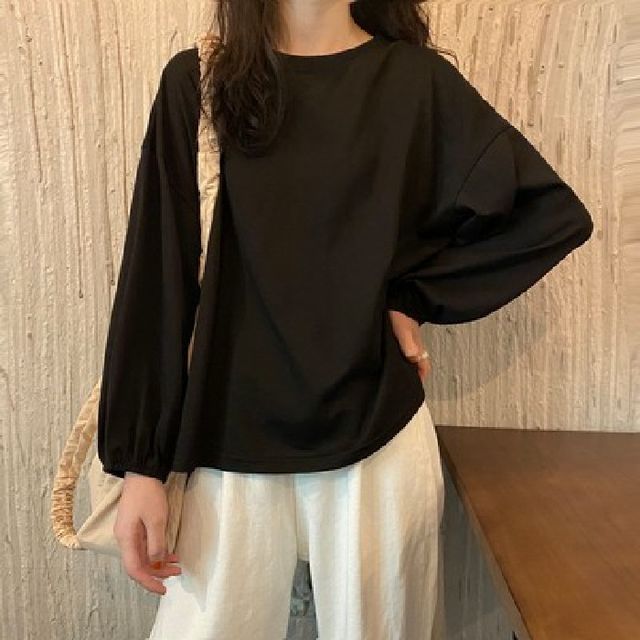 Tee Balloon Neck Round Sleeve Plain
