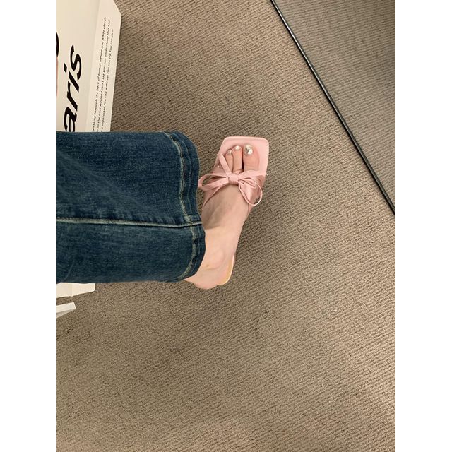 Sandals Chunky Heel Bow Slide