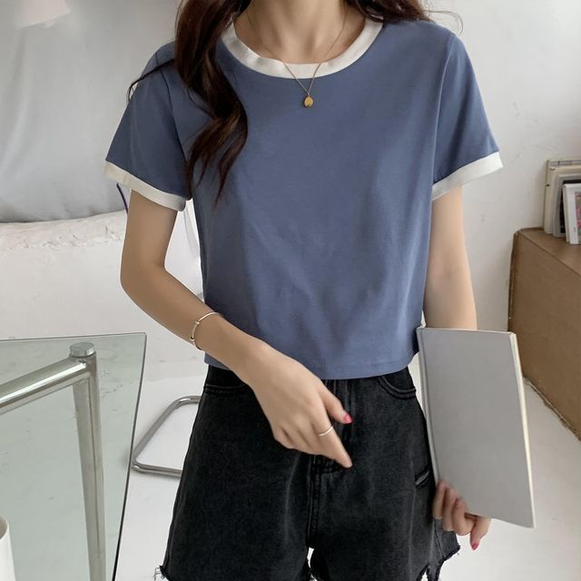 Ringer T-Shirt Round Neck Short-Sleeve