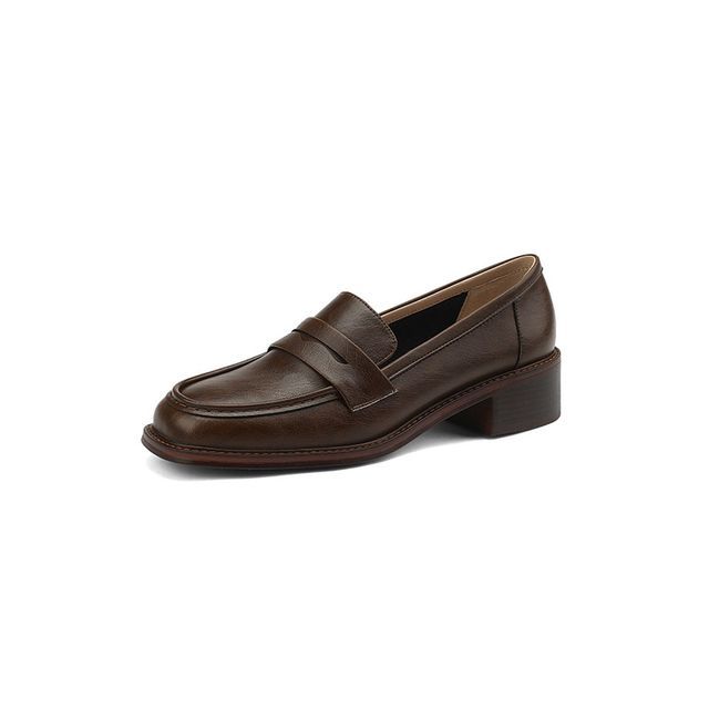 Faux Penny Loafers Leather