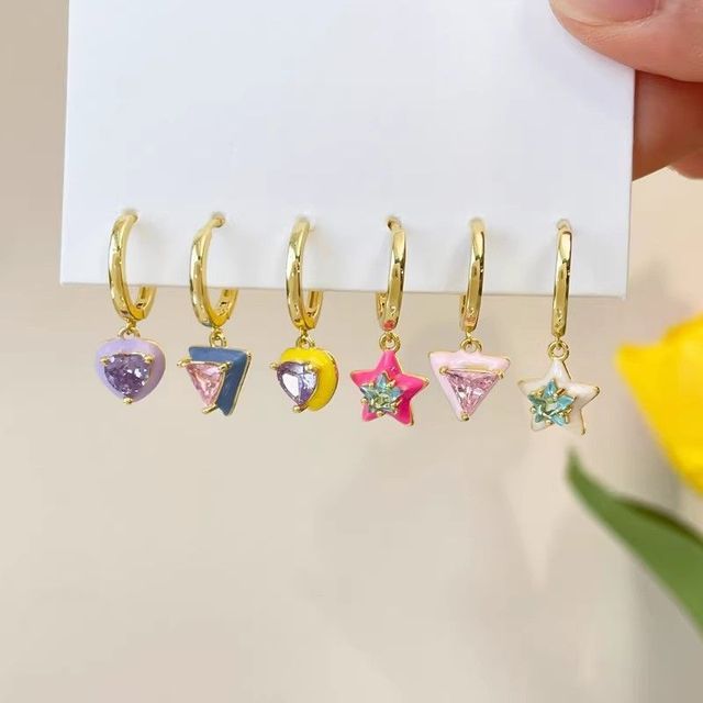 Star Designs) 6: Alloy Set of Earring (Various Dangle