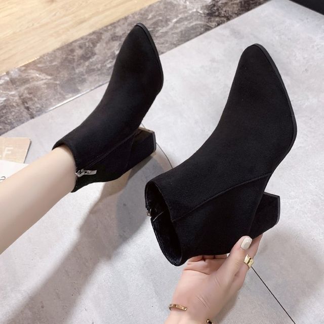 Boots Pointed Heel Ankle Chunky