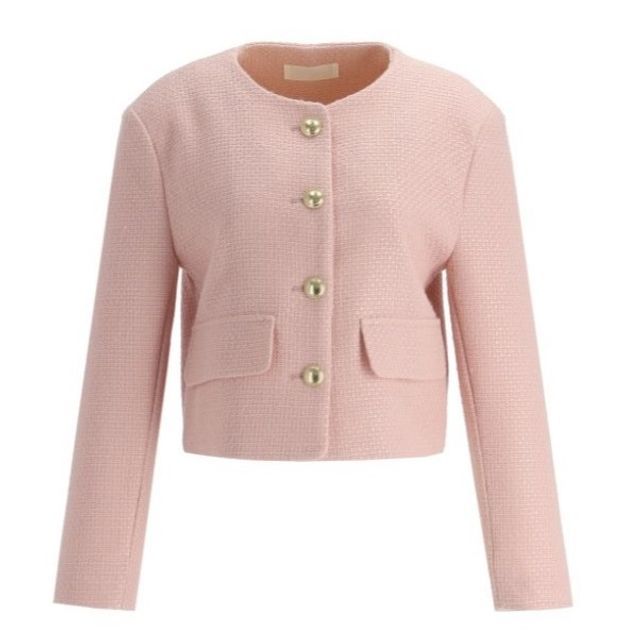 Ensemble : veste boutonnée en tweed uni + mini-jupe trapèze taille haute