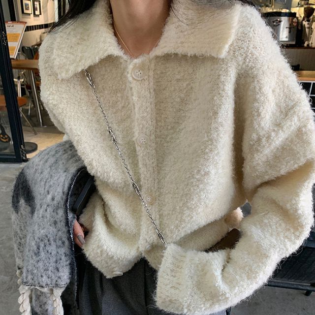 Collar Cardigan Plain