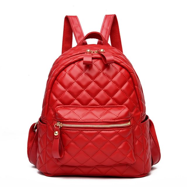 Quilted Backpack Faux Leather