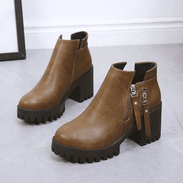 Boots Chunky Heel Platform Ankle