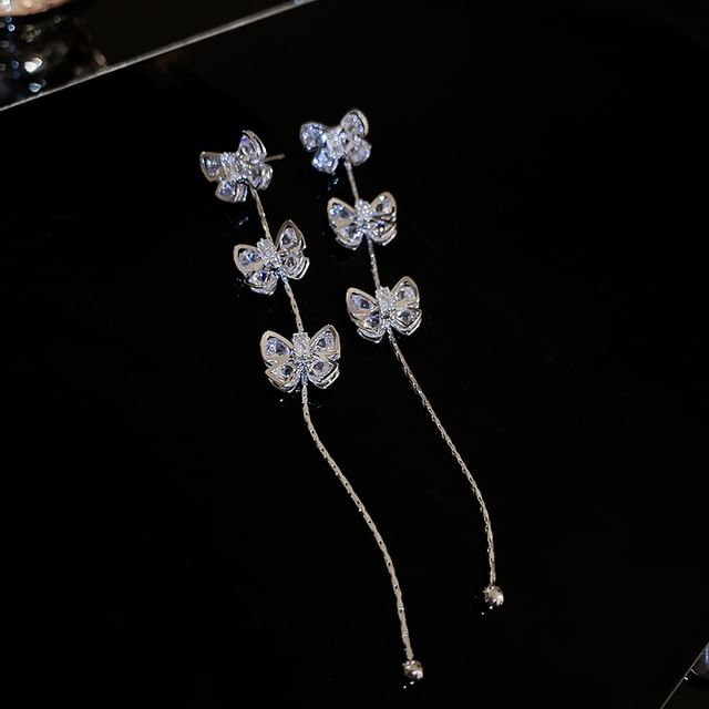 Bow Earring Rhinestone Drop