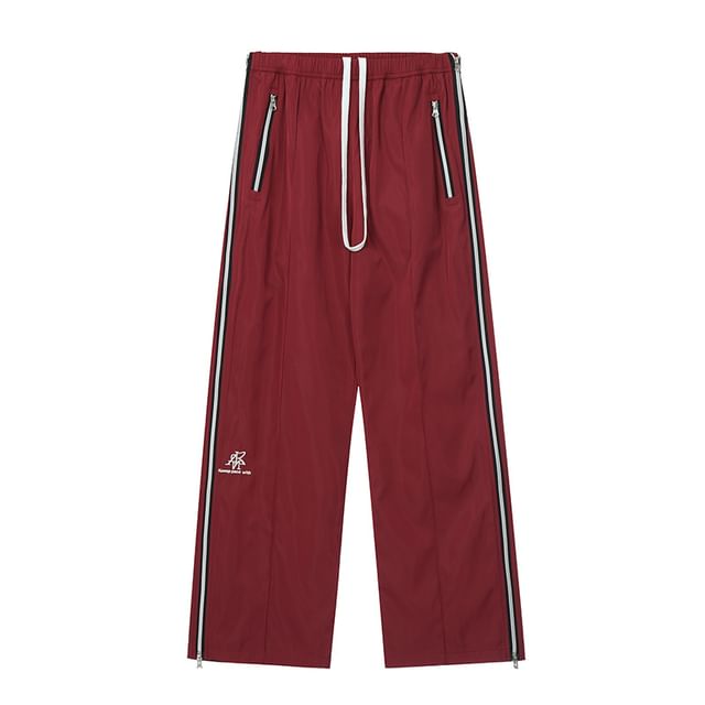 Low Waist Striped Zip-Up Loose-Fit Wide-Leg Sweatpants