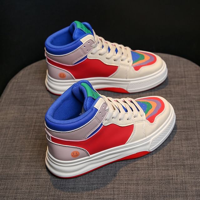 Color Top High Sneakers Block