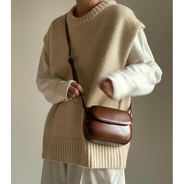 Bag Plain Crossbody Flap Faux Leather