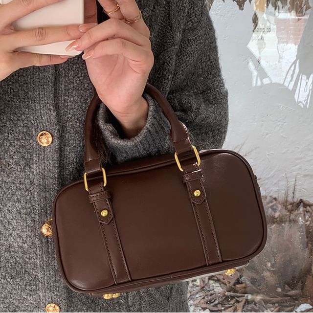 Faux Bag Top Leather Crossbody Plain Handle