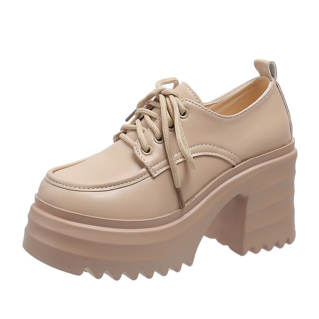 Lace-Up Platform Derby Shoes Chunky Heel