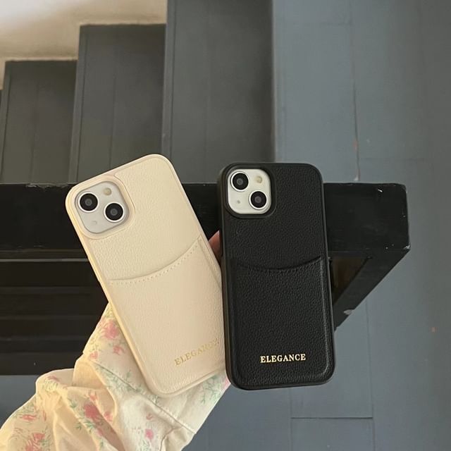 Lettering Case Faux Leather Phone Holder Card