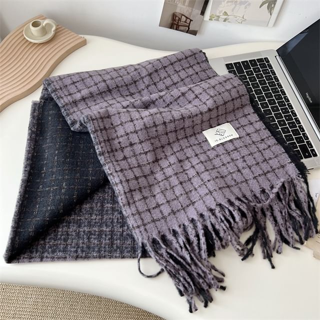 Plaid Fringe Scarf