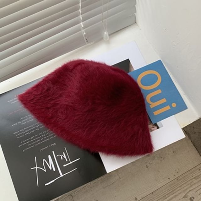 Plain Hat Fluffy Bucket