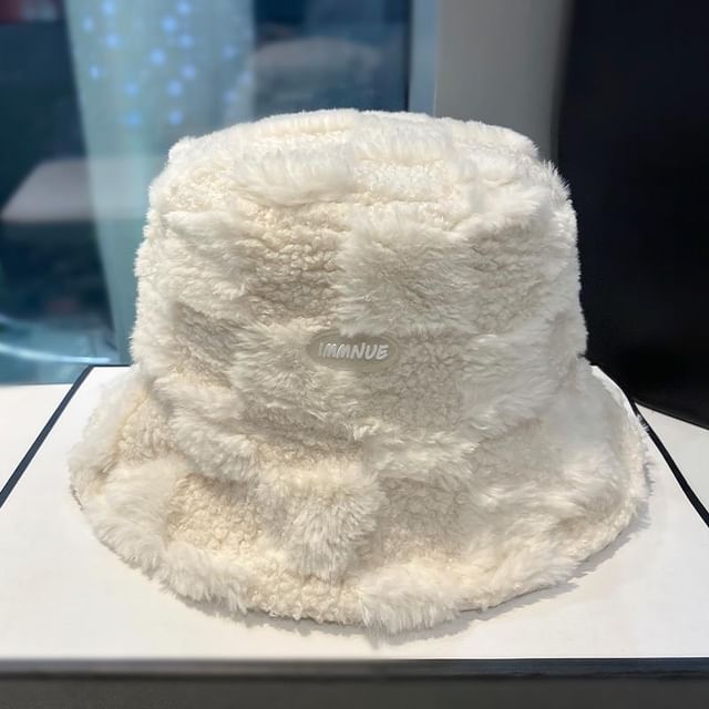 Lettering Plaid Hat Bucket