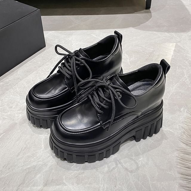 Derby Lace-Up Platform Chunky Shoes Heel