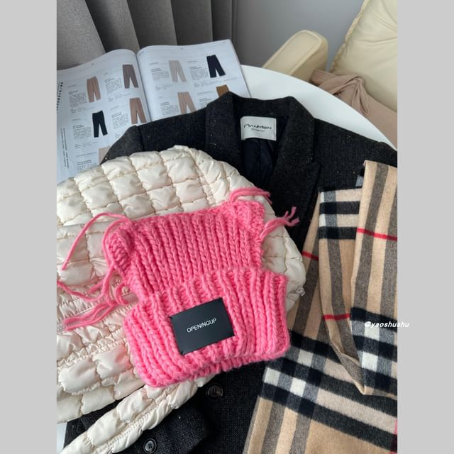 Beanie Cat Applique Ear Knit Lettering