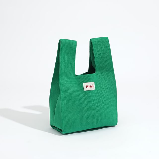 Tote Applique Lettering Bag Knit