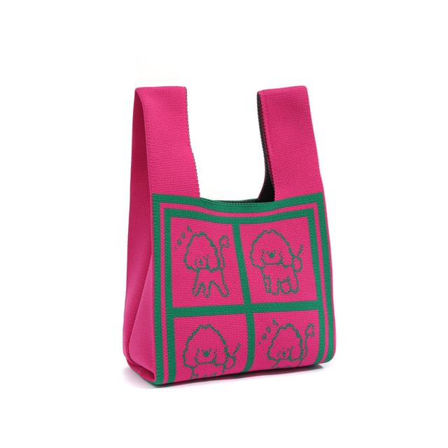 Jacquard Tote Dog Knit Bag