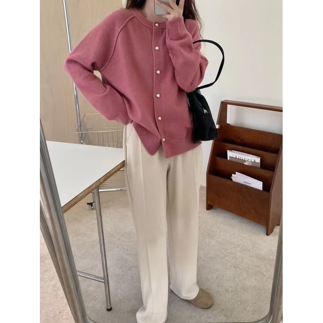 Plain Cardigan Button-Up